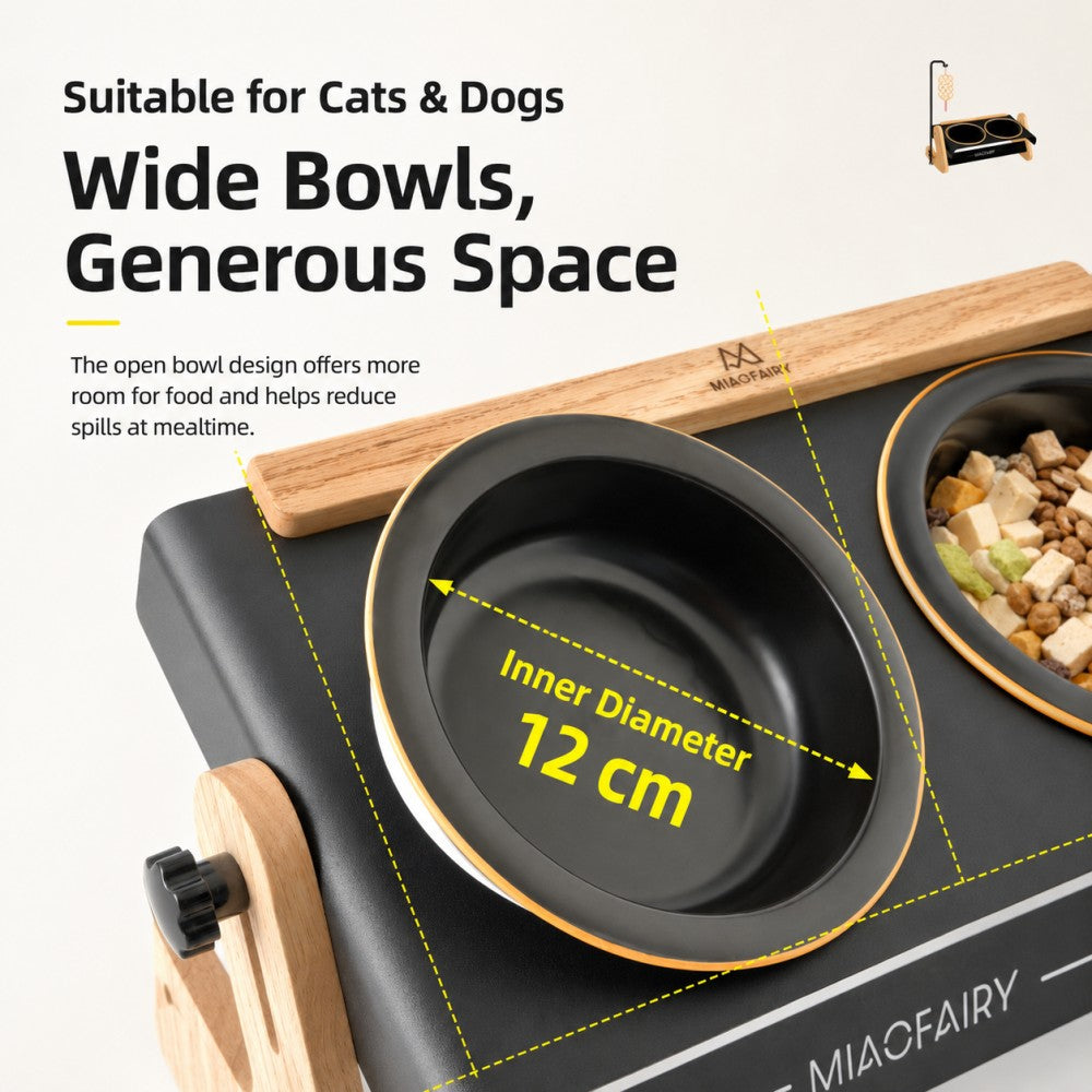 Adjustable Elevated White Pet Bowl Tilted Metal Stand