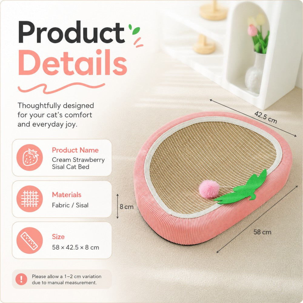 Sisal Cat Scratcher Bowl Bed Strawberry Design