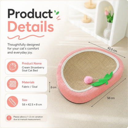 Sisal Cat Scratcher Bowl Bed Strawberry Design