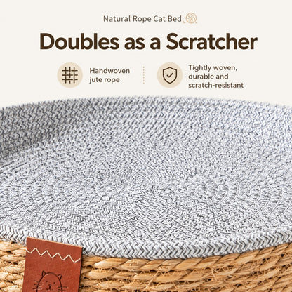 Woven Straw Cat Bed with Removable Mat – All Season