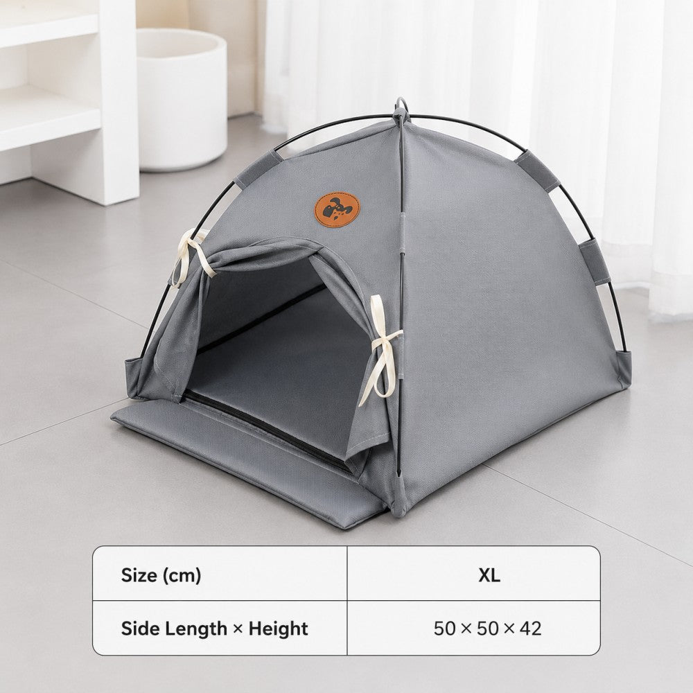 Summer Foldable Tent Pet Bed with Removable Cushion and Door Flap