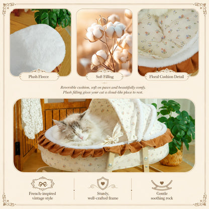 French Style Cat Rocking Bed Plush Cradle