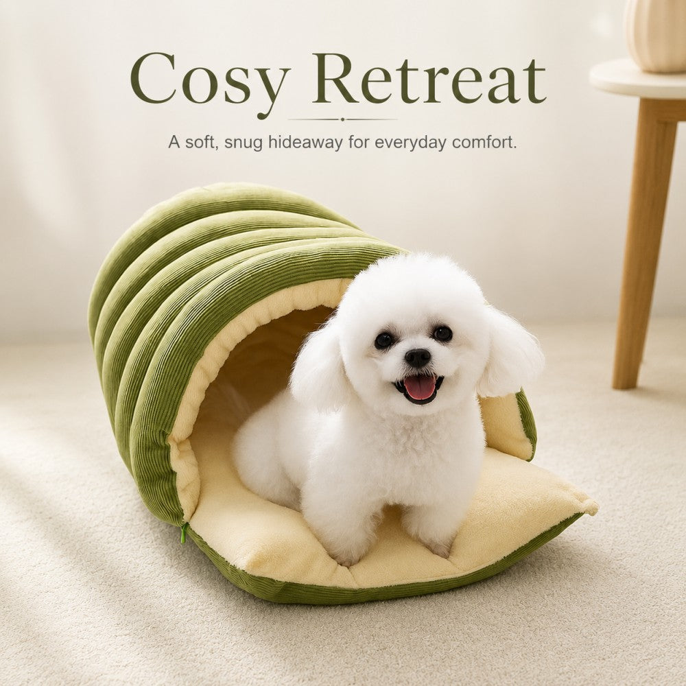 Enclosed Plush Cat Bed Cozy Winter Nest