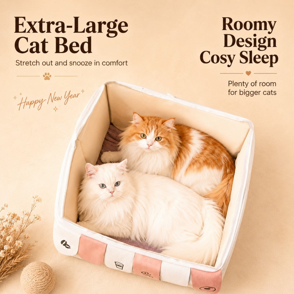 Enclosed Plush Tent Cat Bed Cozy Winter House