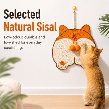 Sisal Cat Scratch Pad – Wall-Mount & Freestanding with Bell Ball