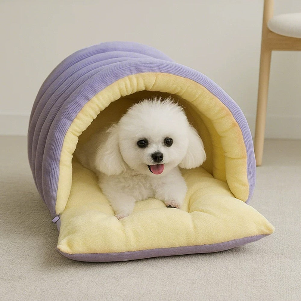 Enclosed Plush Cat Bed Cozy Winter Nest