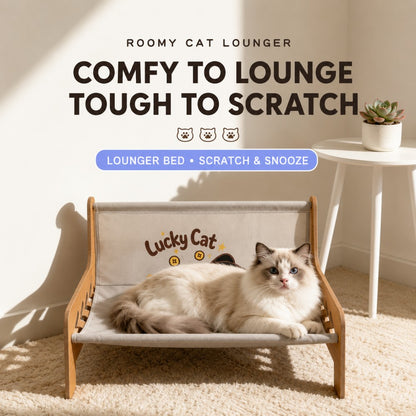 Large Cat Lounger Chair with Sisal Scratching Board – Durable All-Season Cat Bed