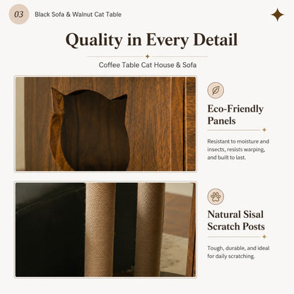 Cat-Friendly Coffee Table – Walnut Finish for Small Spaces