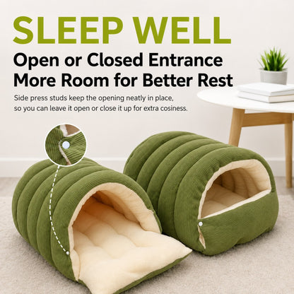 Enclosed Plush Cat Bed Cozy Winter Nest
