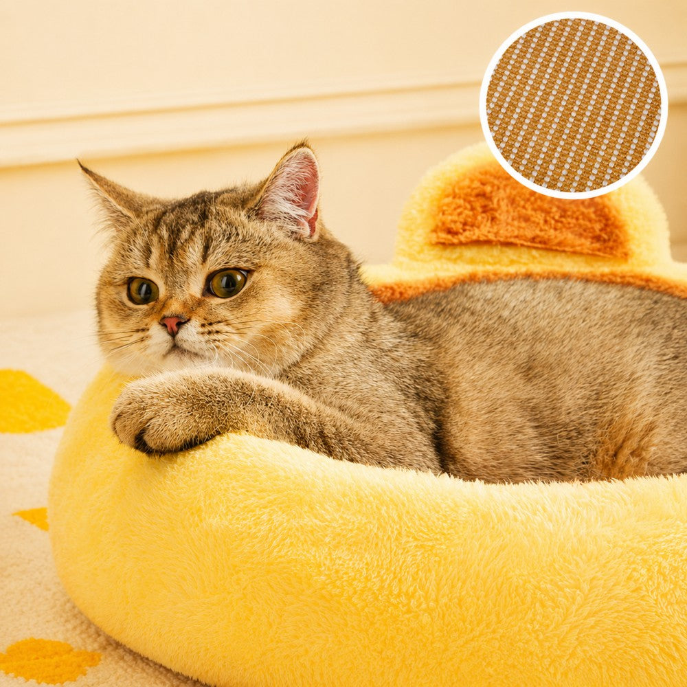 Plush Cat Scratcher Bed Cozy Soft-Yellow Plush