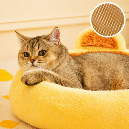 Plush Cat Scratcher Bed Cozy Soft-Yellow Plush