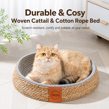 Woven Straw Cat Bed with Removable Mat – All Season