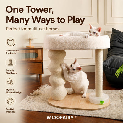 Cat Tree with Track Toy Sisal Scratching Post Gourd Style
