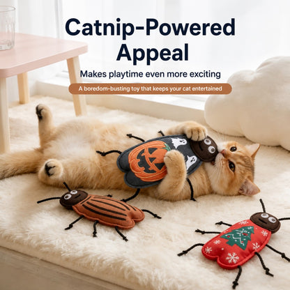 Realistic Cockroach Cat Toy – Felt, Scratch & Bite Resistant, Catnip Included