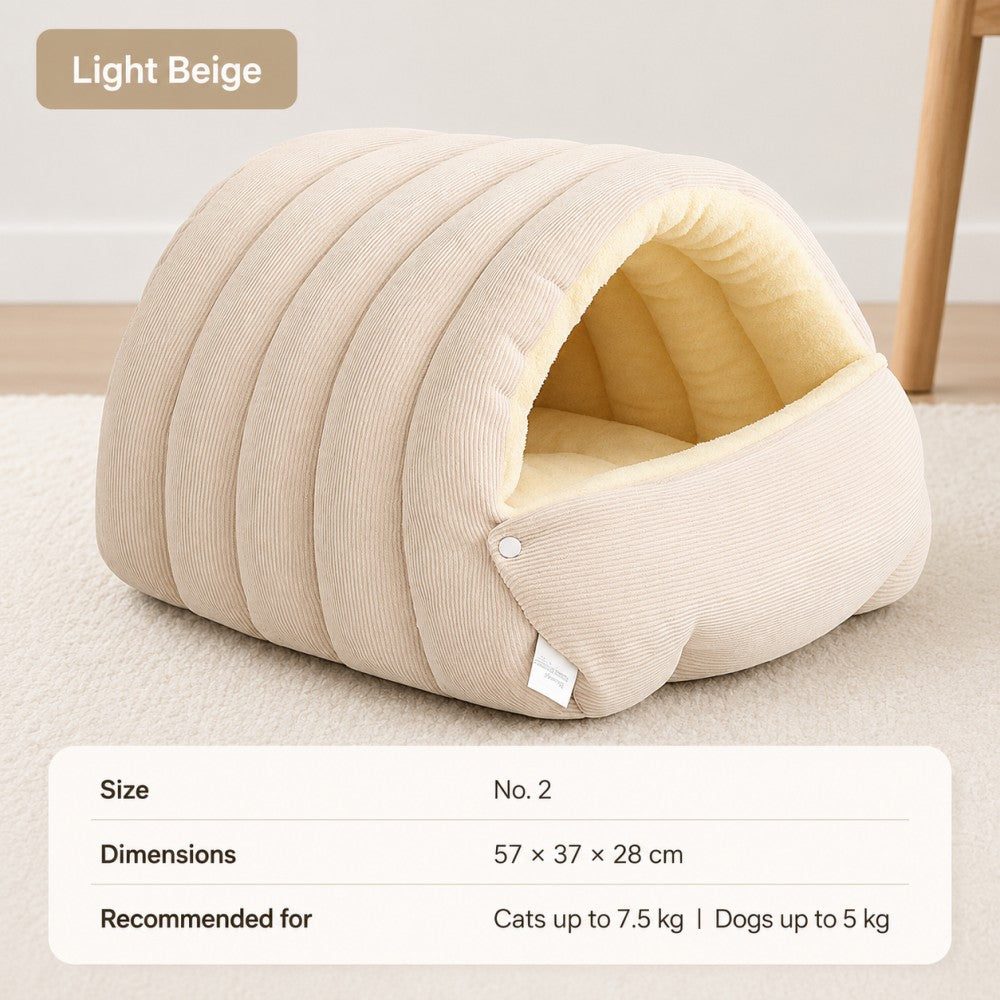 Enclosed Plush Cat Bed Cozy Winter Nest
