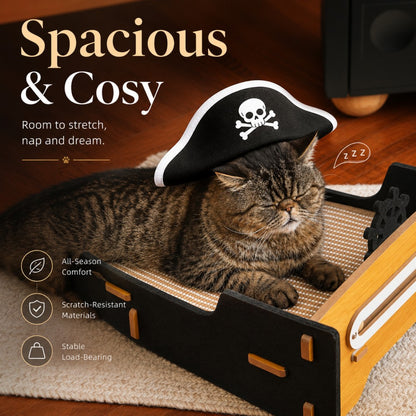 Pirate Ship Cat Tree Bed with Scratching Post