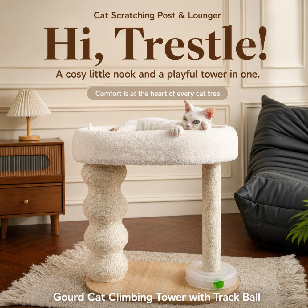 Cat Tree with Track Toy Sisal Scratching Post Gourd Style