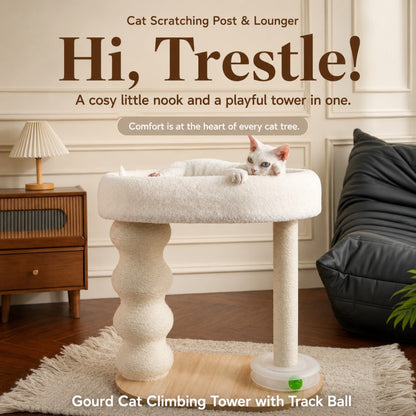 Cat Tree with Track Toy Sisal Scratching Post Gourd Style