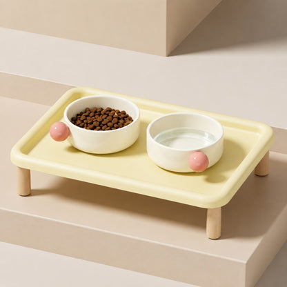Ceramic Cat Bowl Set with Elevated Stand