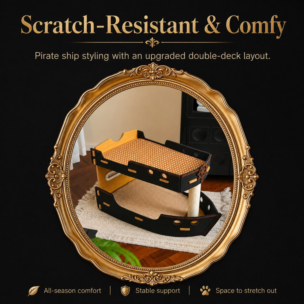 Pirate Ship Double Layer Cat Tree Bed