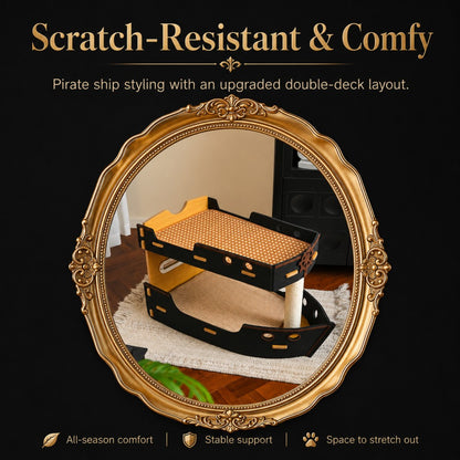 Pirate Ship Double Layer Cat Tree Bed