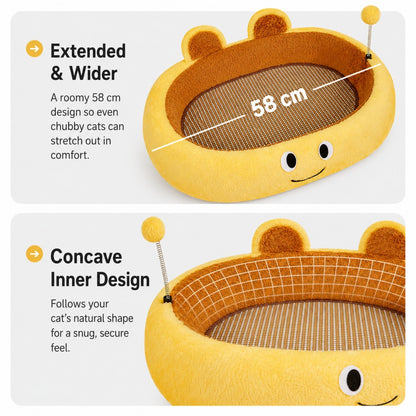 Plush Cat Scratcher Bed Cozy Soft-Yellow Plush