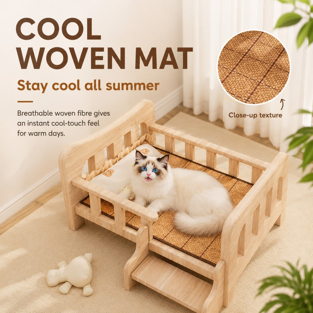 Solid Wood Elevated Pet Bed Sofa for Small to Medium Dogs