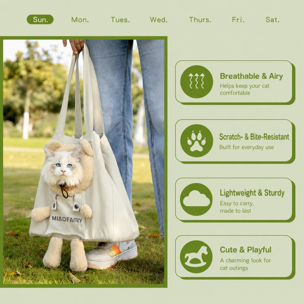 Canvas Pet Carrier Bag Foldable Breathable