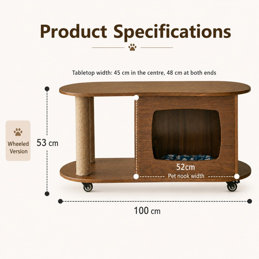 Cat-Friendly Coffee Table – Walnut Finish for Small Spaces