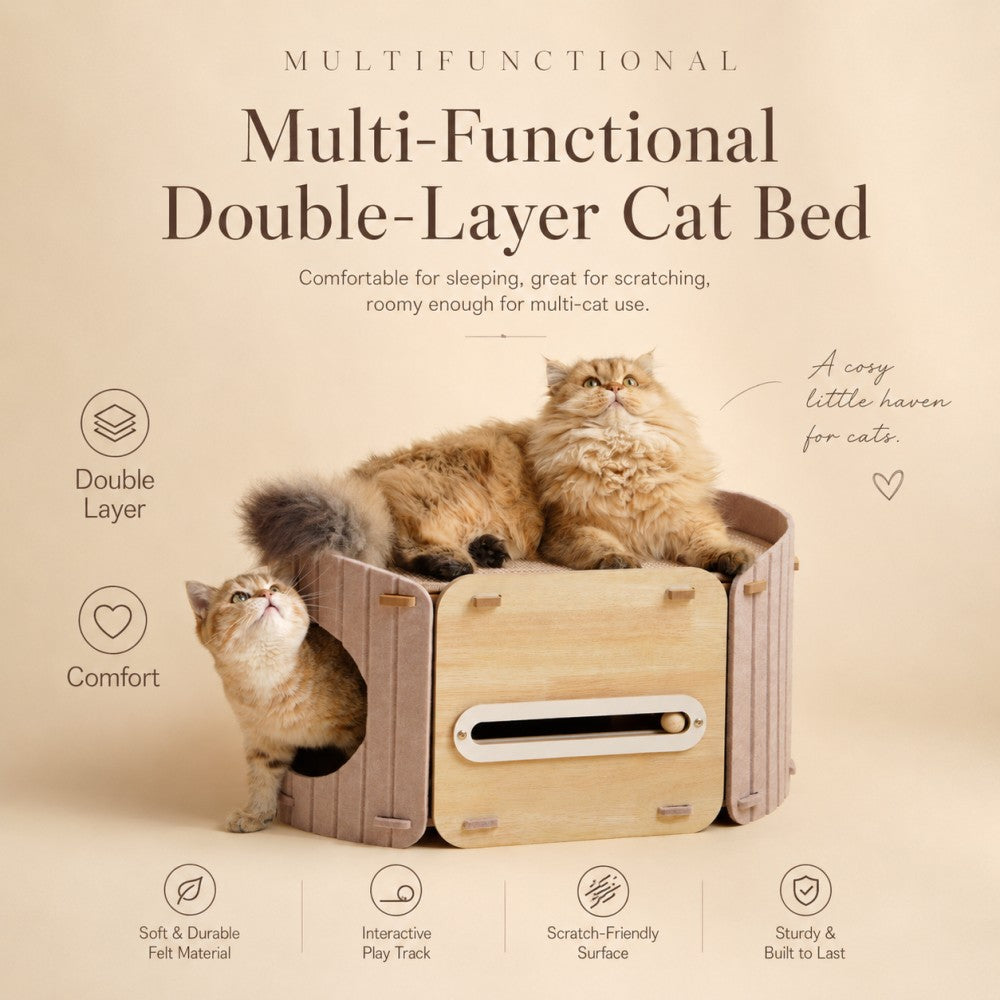 Felt Cat House Double Layer Scratcher Condo