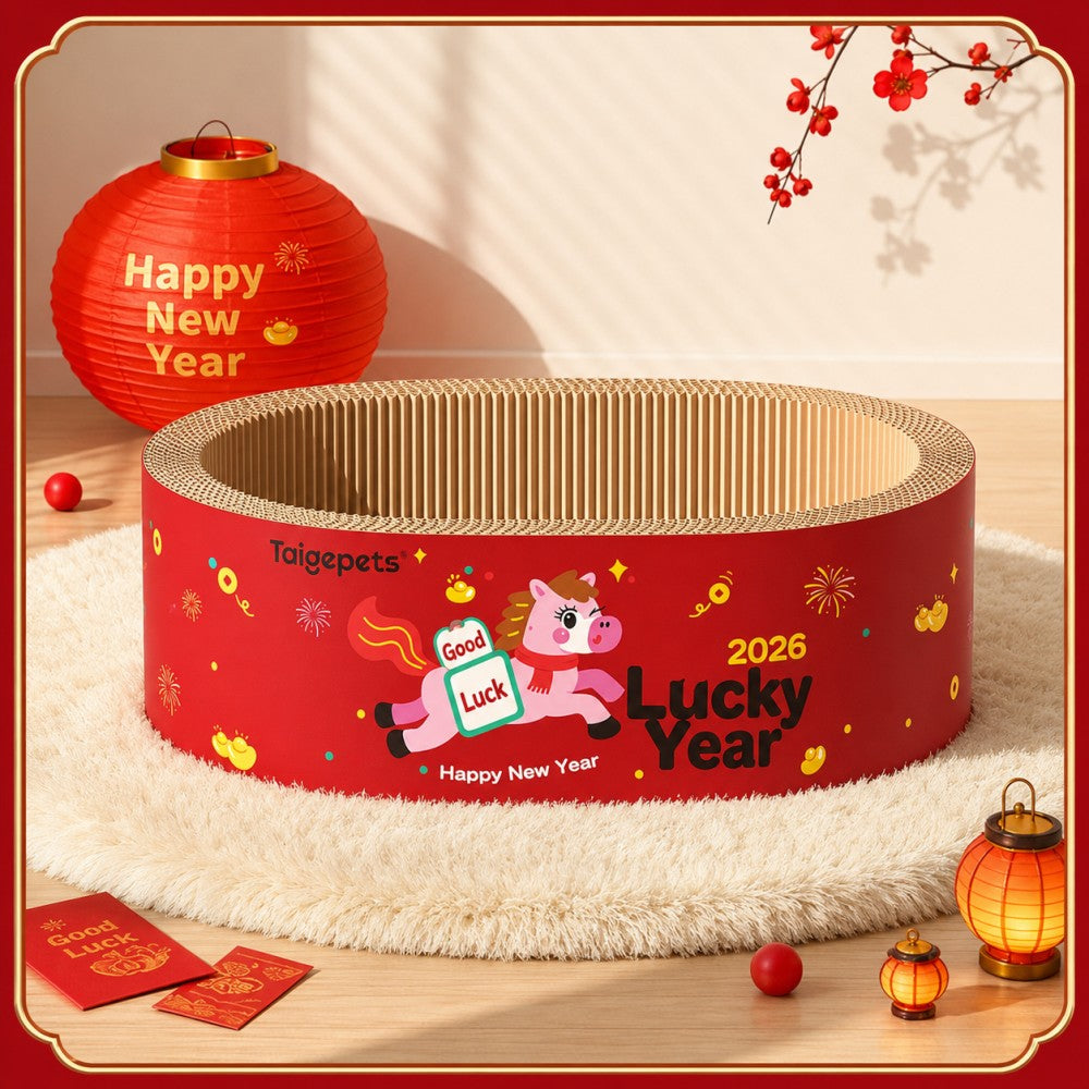 New Year Cat Scratcher Bowl Bed Corrugated Cardboard-Extra Large – 55cm x 18cm