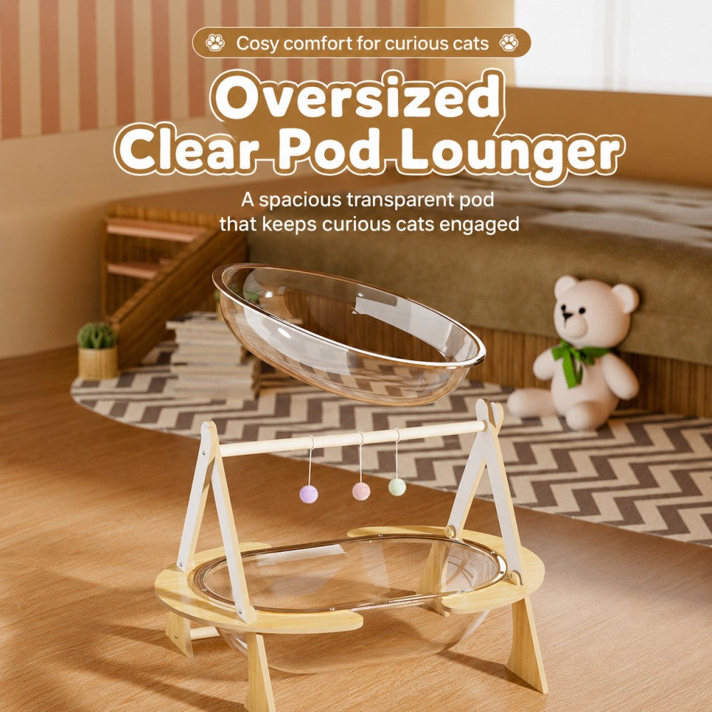 Cat Hammock Bed Acrylic Space Capsule-Round Rocking Cradle