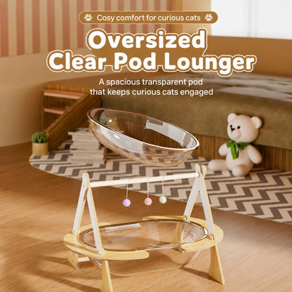 Cat Hammock Bed Acrylic Space Capsule-Round Rocking Cradle
