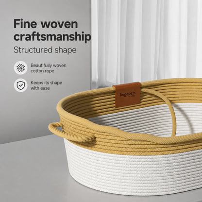 Woven Straw Cat Bed with Plush Cushion – All-Season