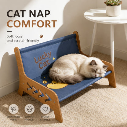 Large Cat Lounger Chair with Sisal Scratching Board – Durable All-Season Cat Bed