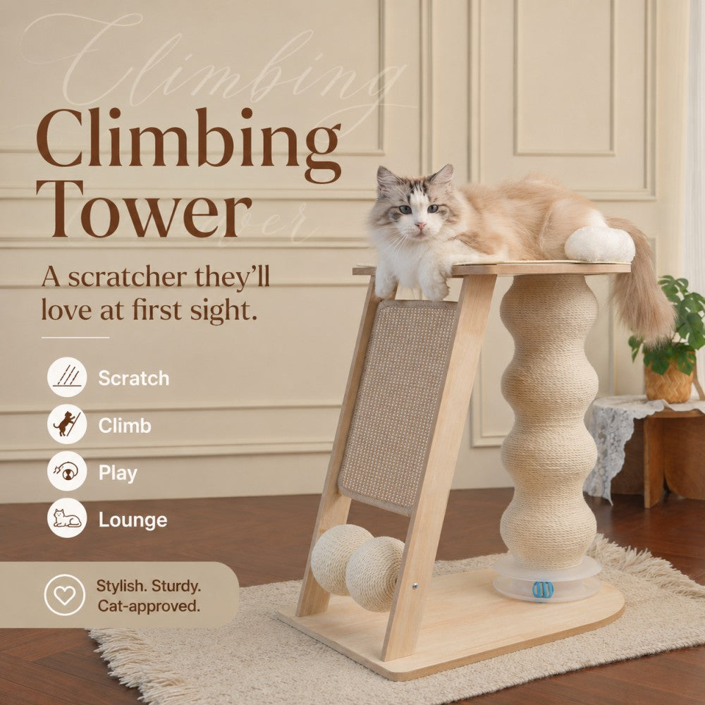 Cat Tree with Ramp Sisal Scratching Post