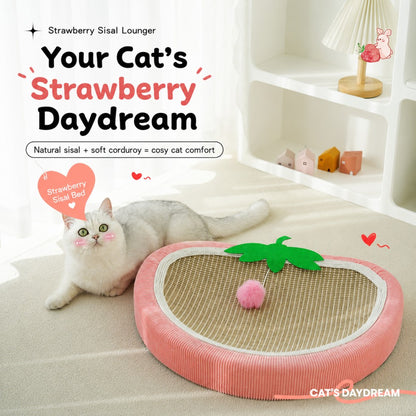 Sisal Cat Scratcher Bowl Bed Strawberry Design