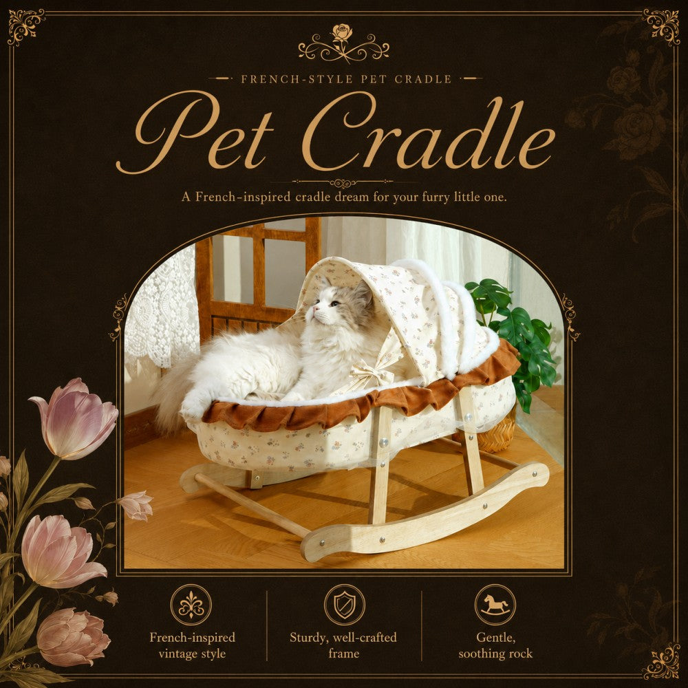 French Style Cat Rocking Bed Plush Cradle