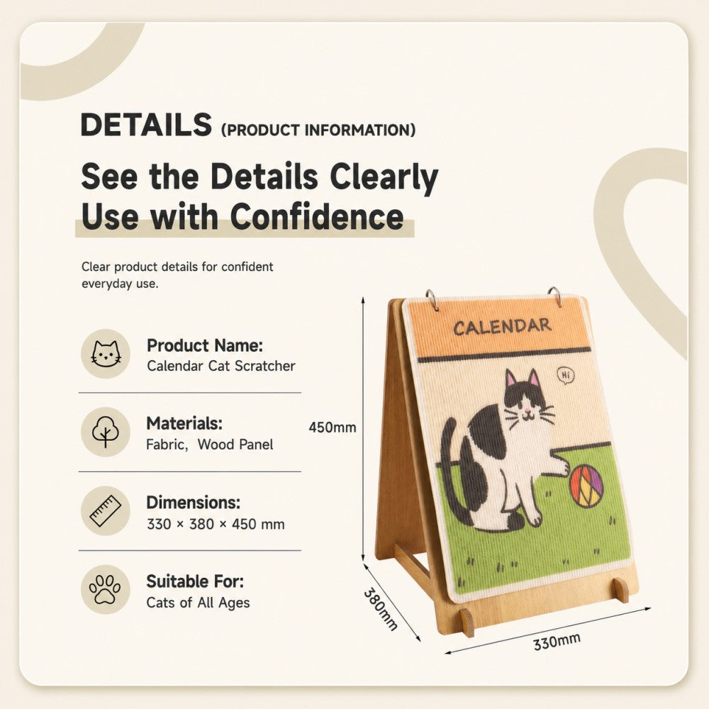 Calendar Cat Scratching Board Standing Toy