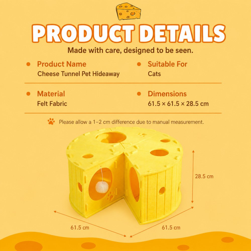 Felt Cat Tunnel Bed Cheese Design