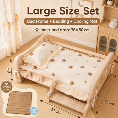 Solid Wood Elevated Pet Bed Sofa for Small to Medium Dogs