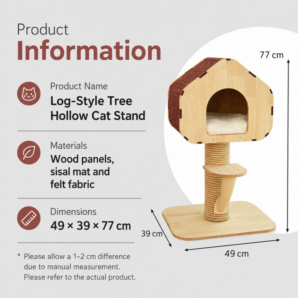 Cat Tree with Condo Scratching Post Interactive Natural Wood Style