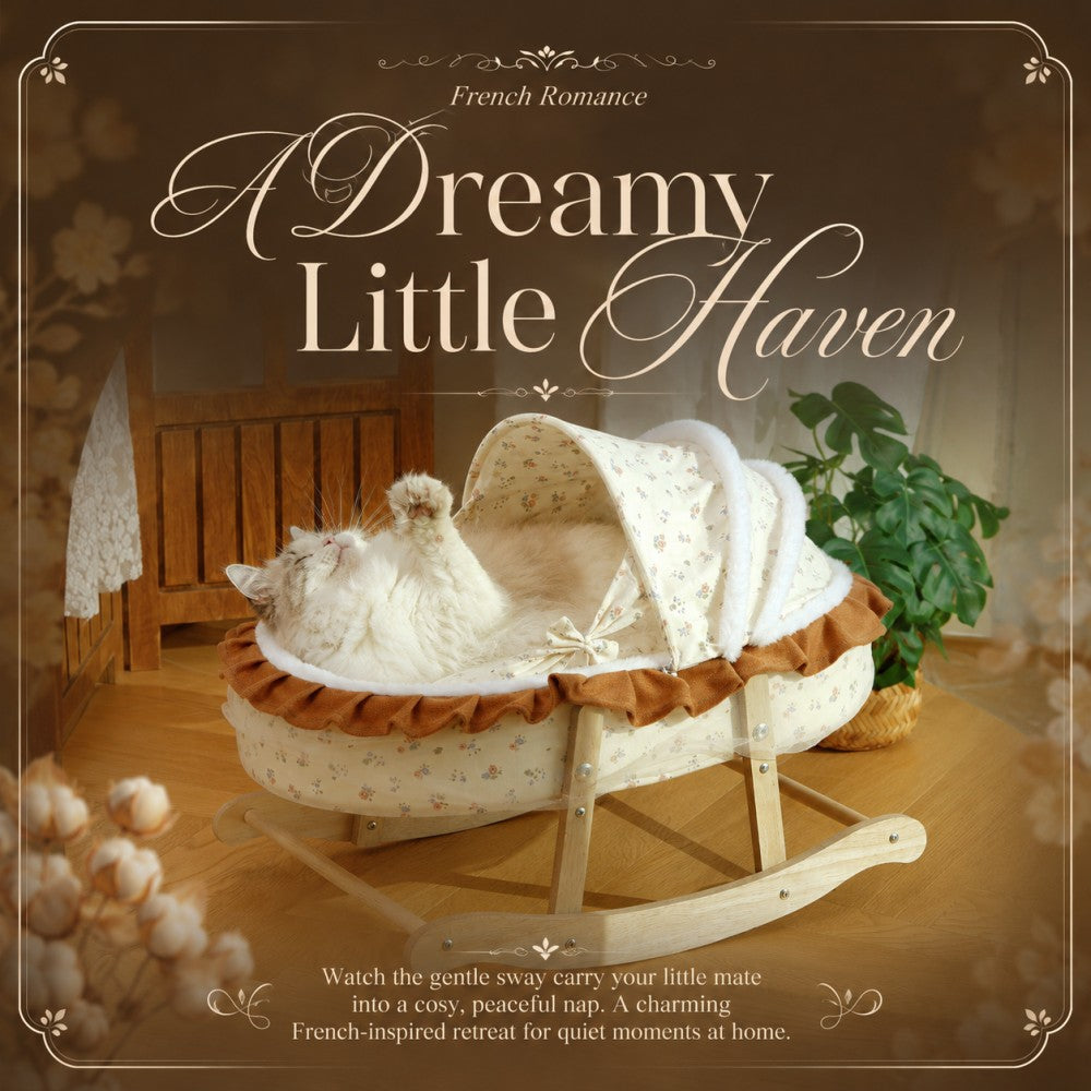 French Style Cat Rocking Bed Plush Cradle