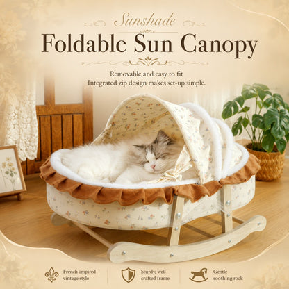 French Style Cat Rocking Bed Plush Cradle
