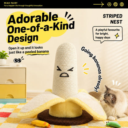 Banana Cat Scratching Post Sisal Rope