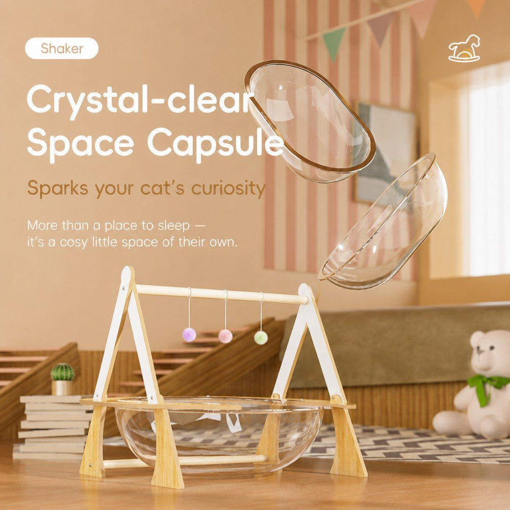 Cat Hammock Bed Acrylic Space Capsule-Round Rocking Cradle