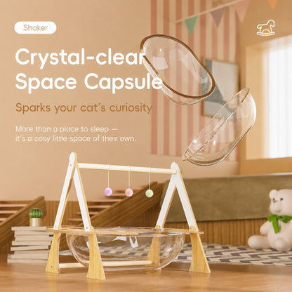 Cat Hammock Bed Acrylic Space Capsule-Round Rocking Cradle