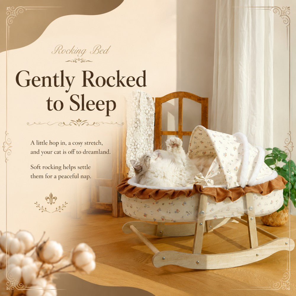 French Style Cat Rocking Bed Plush Cradle