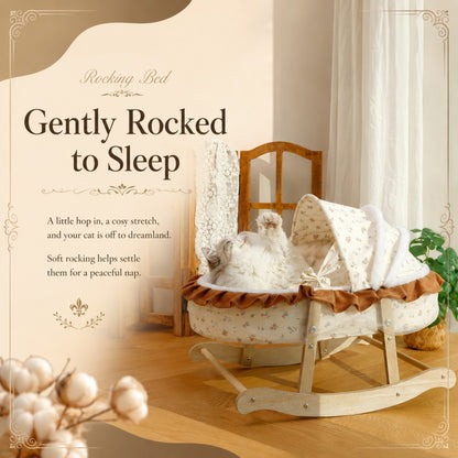 French Style Cat Rocking Bed Plush Cradle