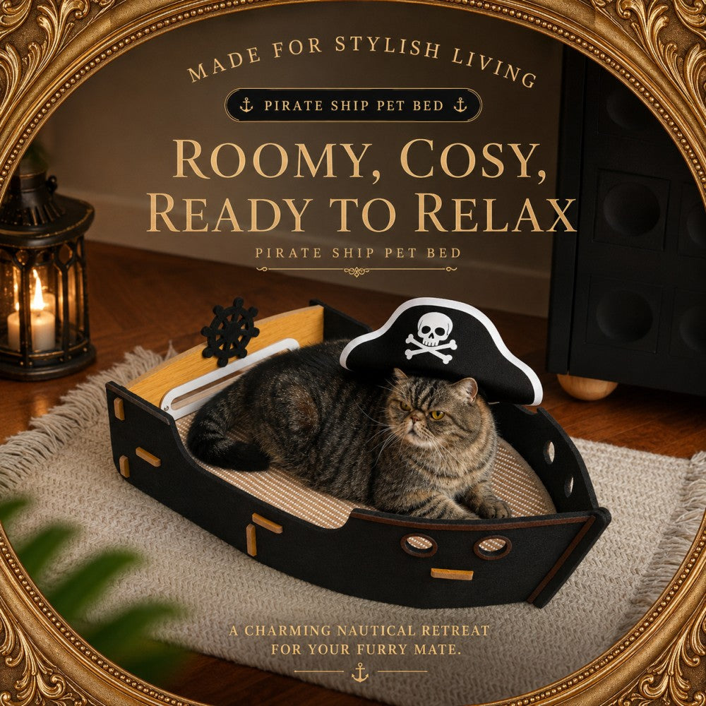 Pirate Ship Cat Tree Bed with Scratching Post